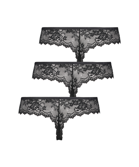 3-pack osynlig stringtrosa, Svart