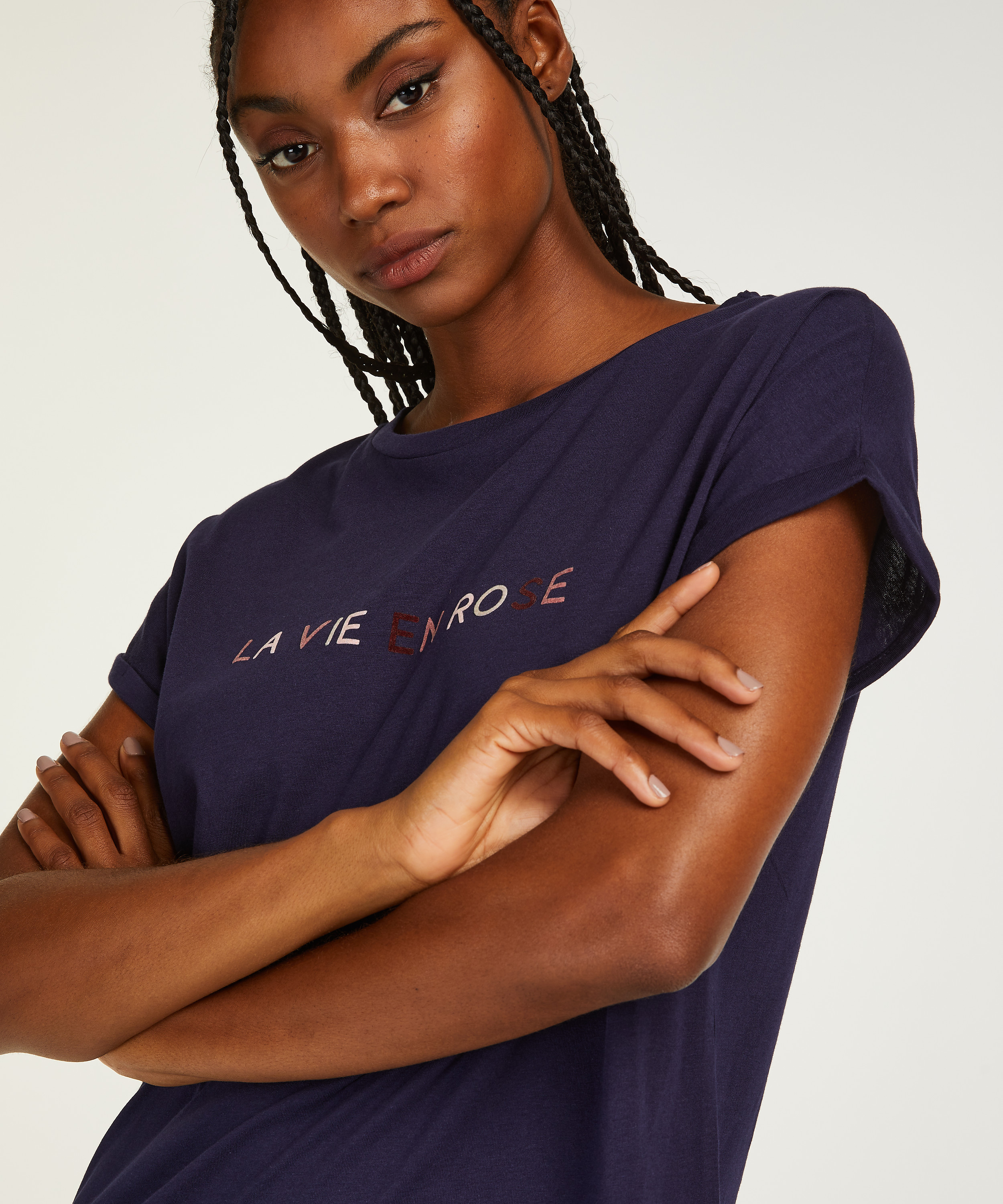 Nattskjorta med rund hals, Blå, main