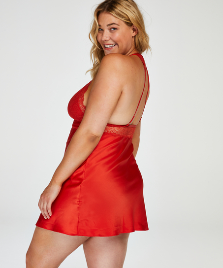 Underkl&auml;nning i satin och spets, R&ouml;d
