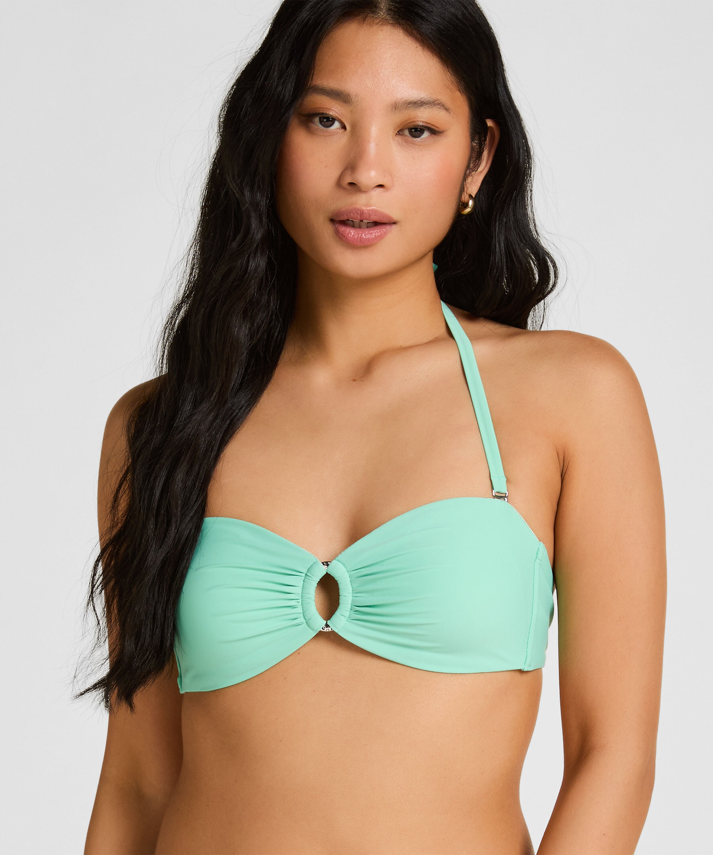 Lyxig Bandeau Bikini-Topp med Ring, Grön
