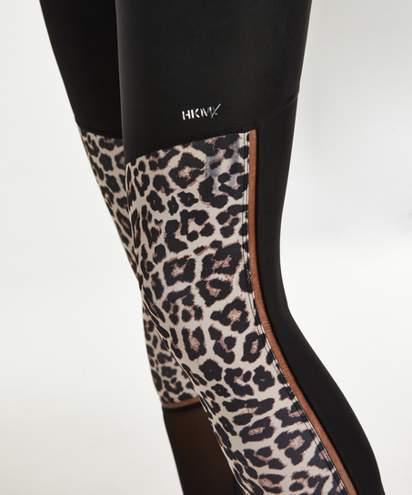 HKMX högt skurna sportleggings, Leopard, Grå