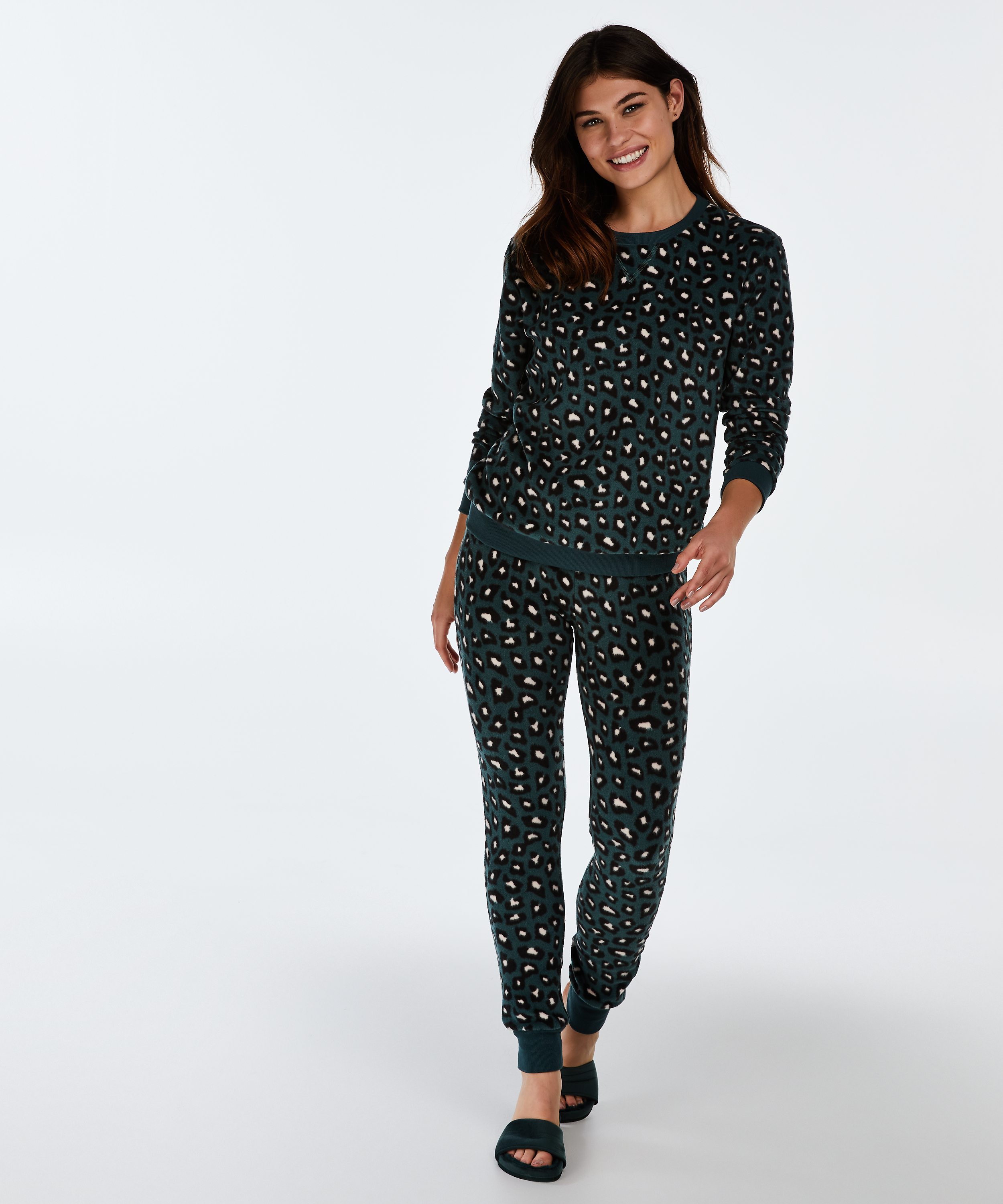 L&aring;ng&auml;rmad fleecetopp, Gr&ouml;n, main