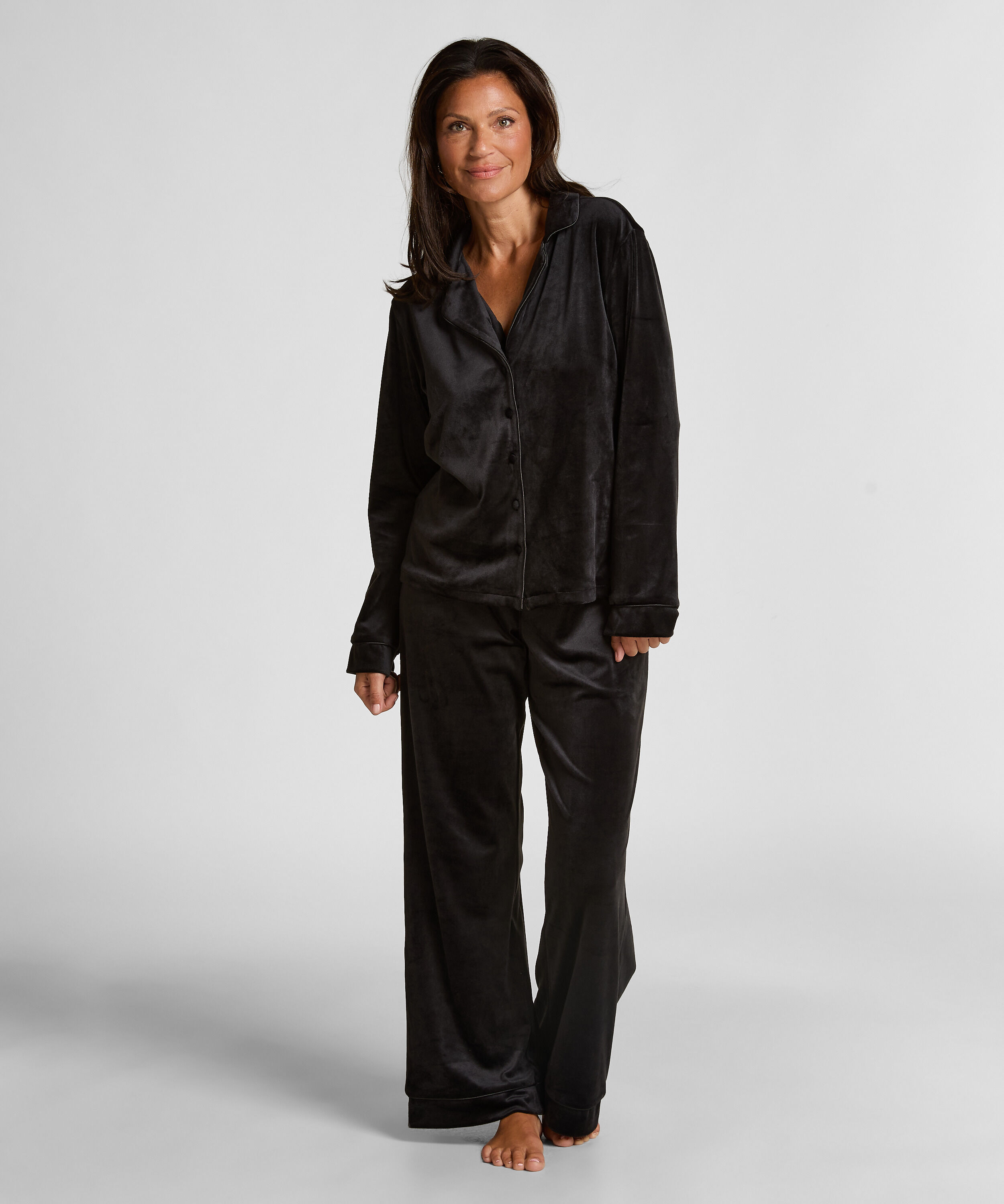 L&aring;ng&auml;rmad jacka i vellor, Svart