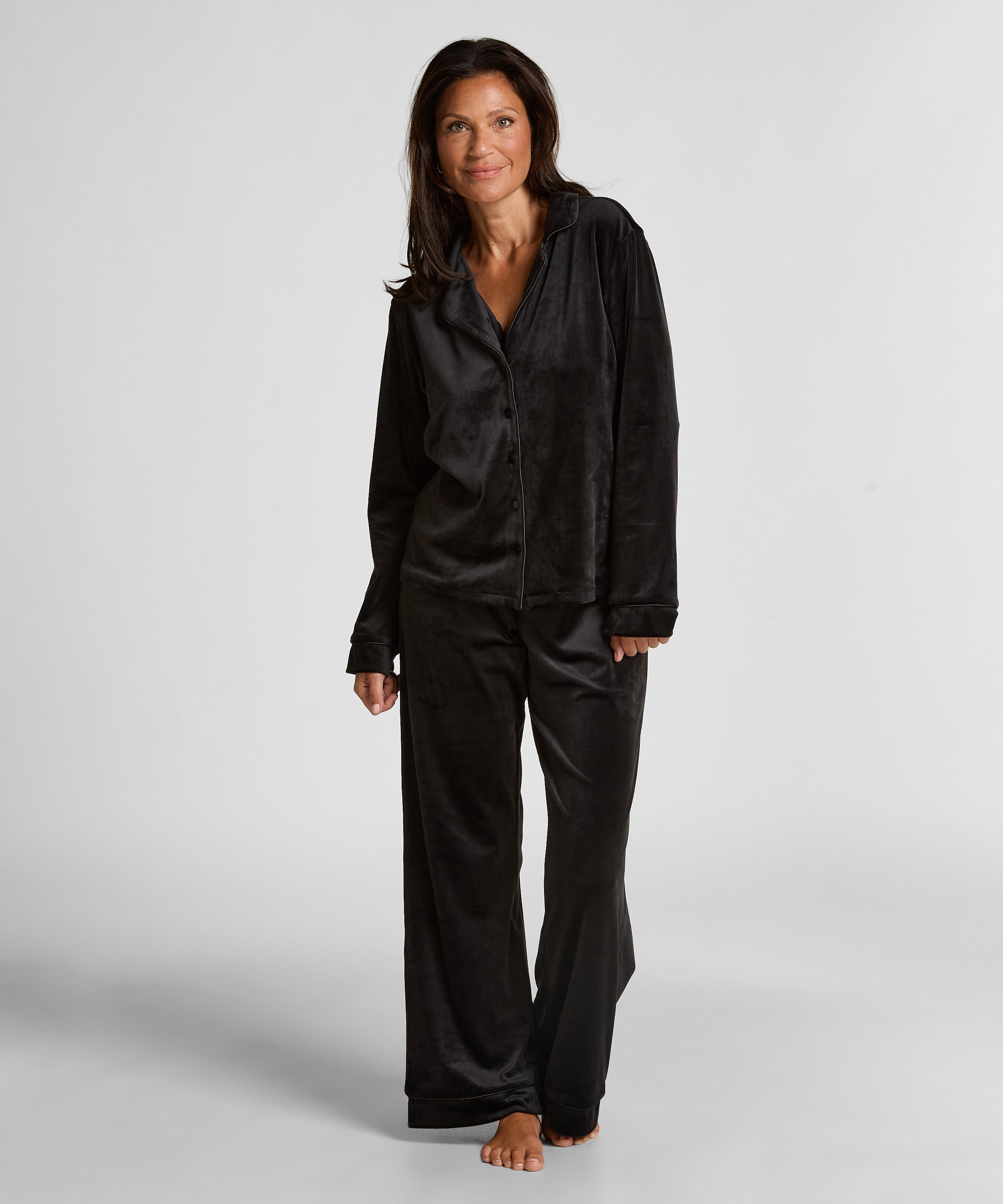 L&aring;ng&auml;rmad jacka i vellor, Svart, main