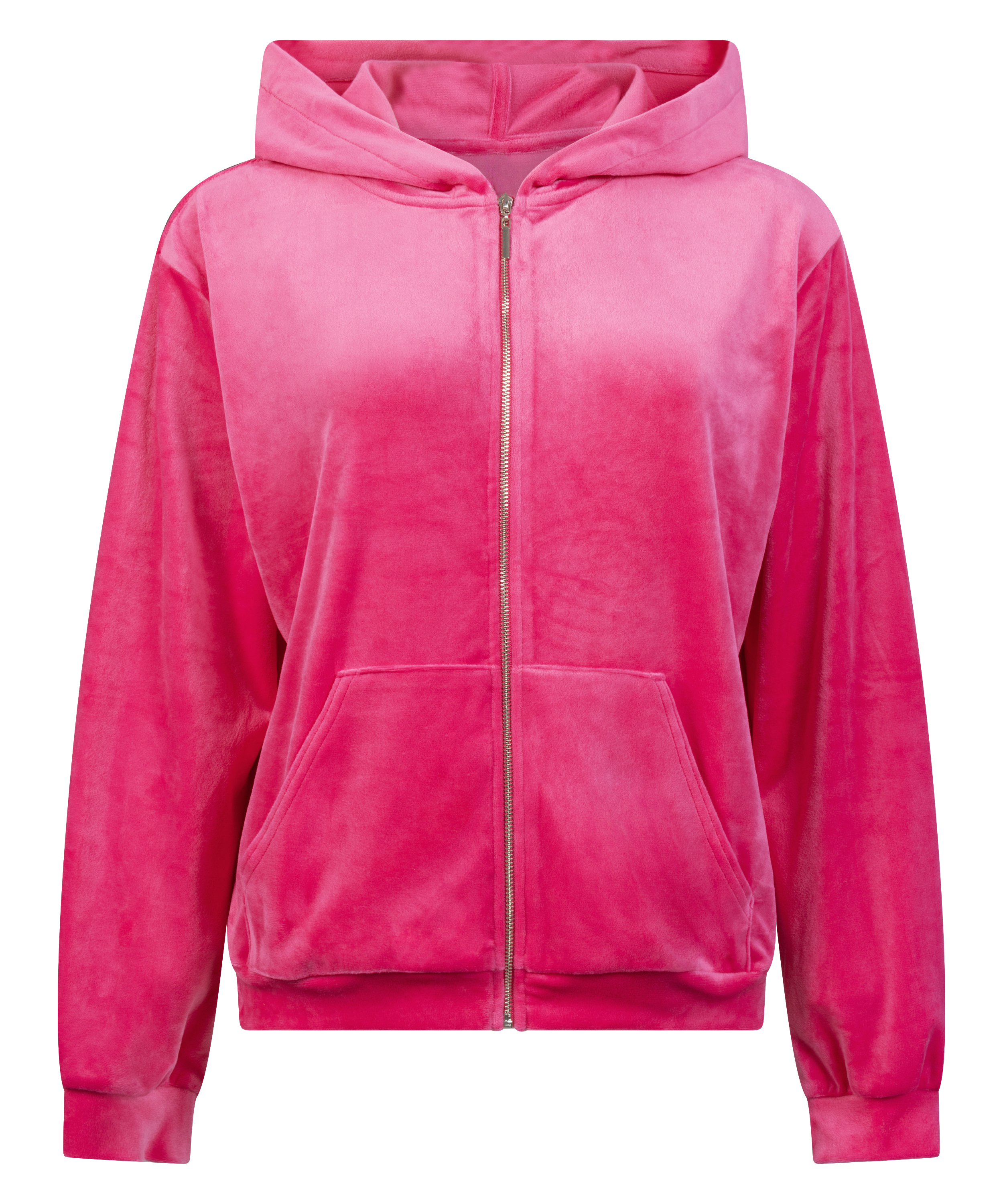 Hoodiejacka i velour, Rosa, main