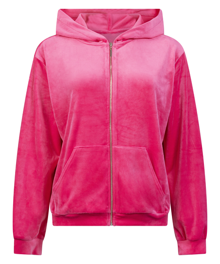 Hoodiejacka i velour, Rosa