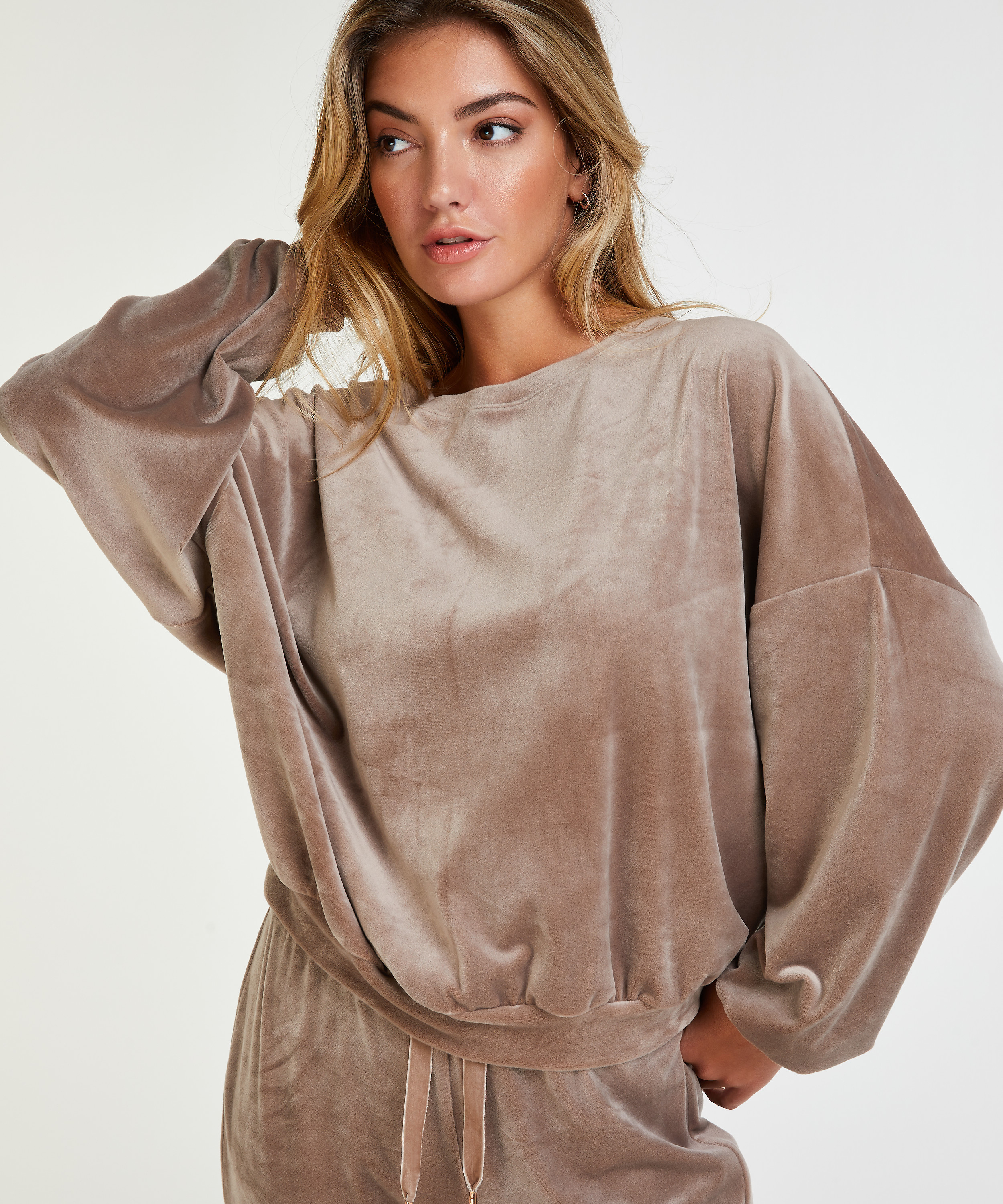 Lurex velourtopp, Brun, main