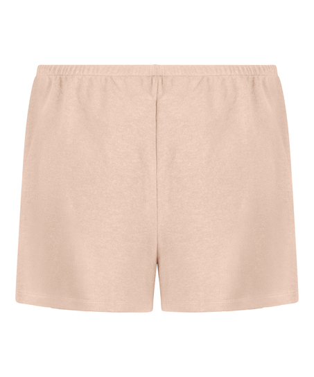 Pyjamasshorts i uppruggad jersey, Beige