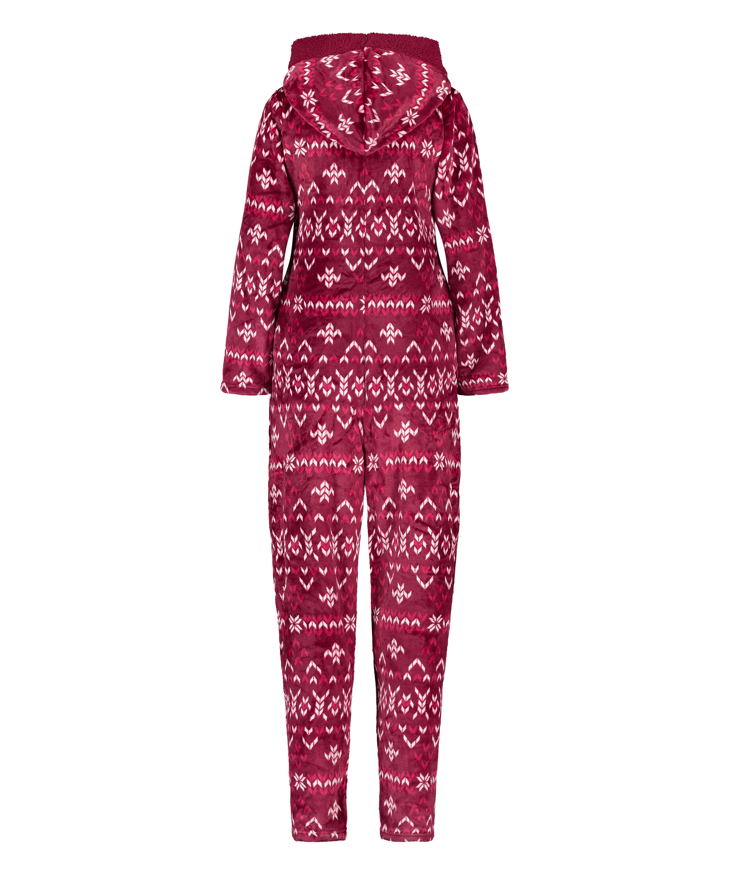 Onesie i flanell och fleece, röd, main
