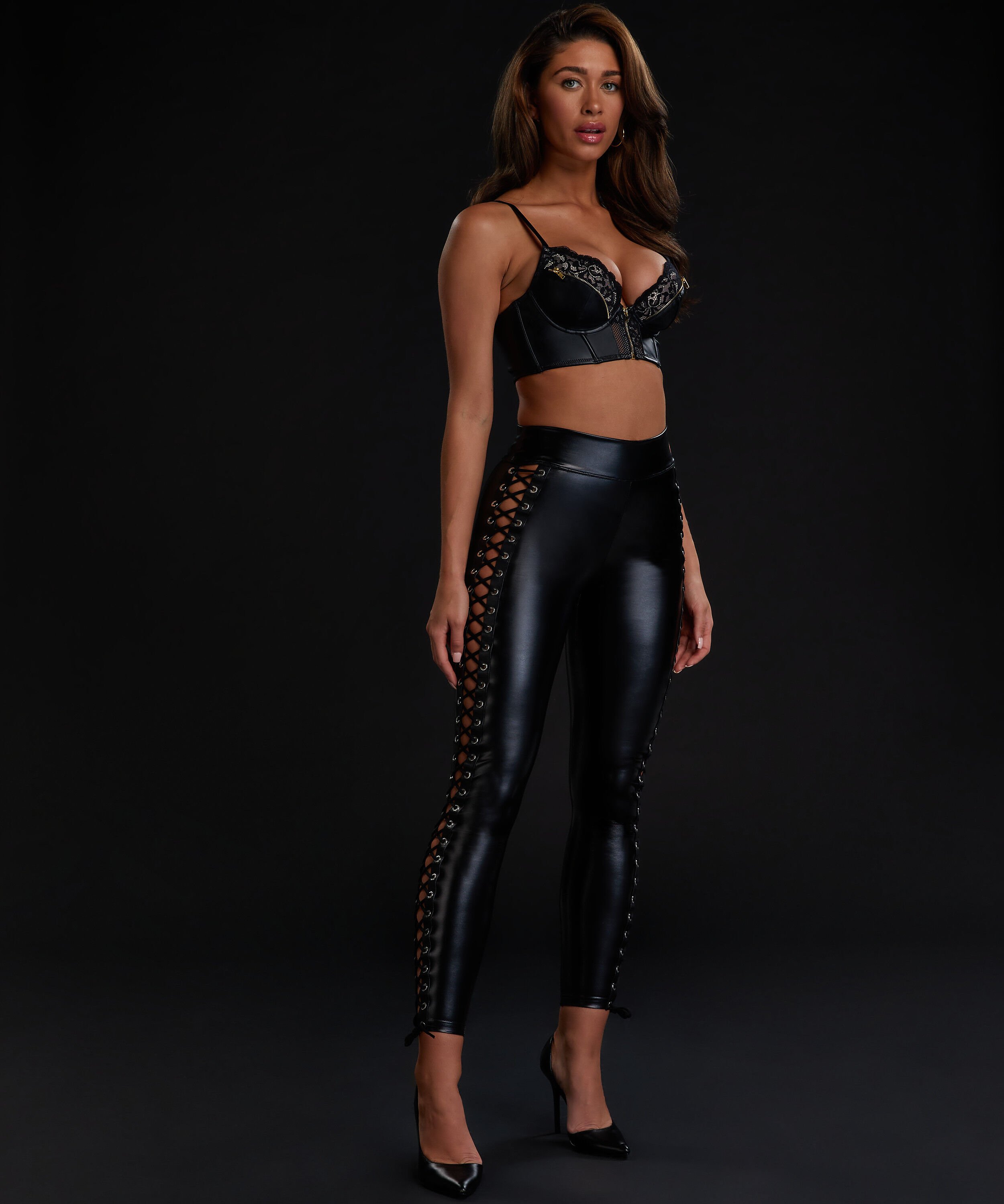 Leggings med sn&ouml;rning, Svart