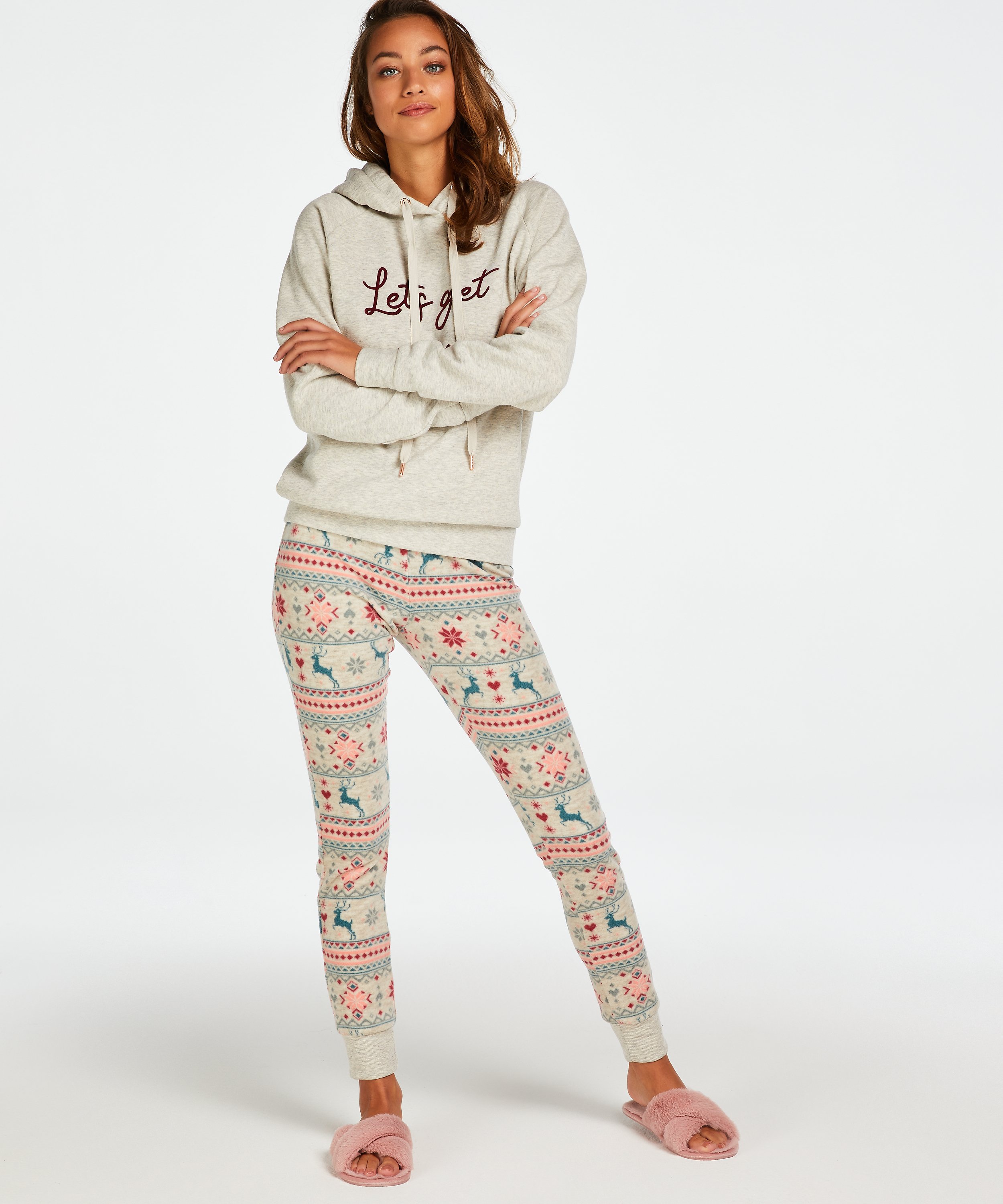 Huvtröja med lång ärm, Beige, main