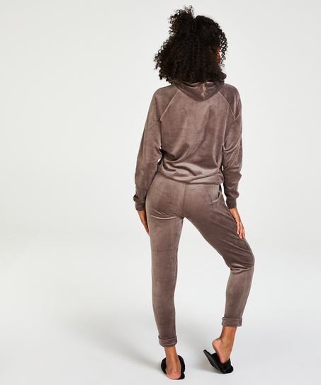 Hoodie velour, Brun