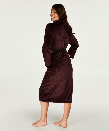 Lång morgonrock Fleece, röd