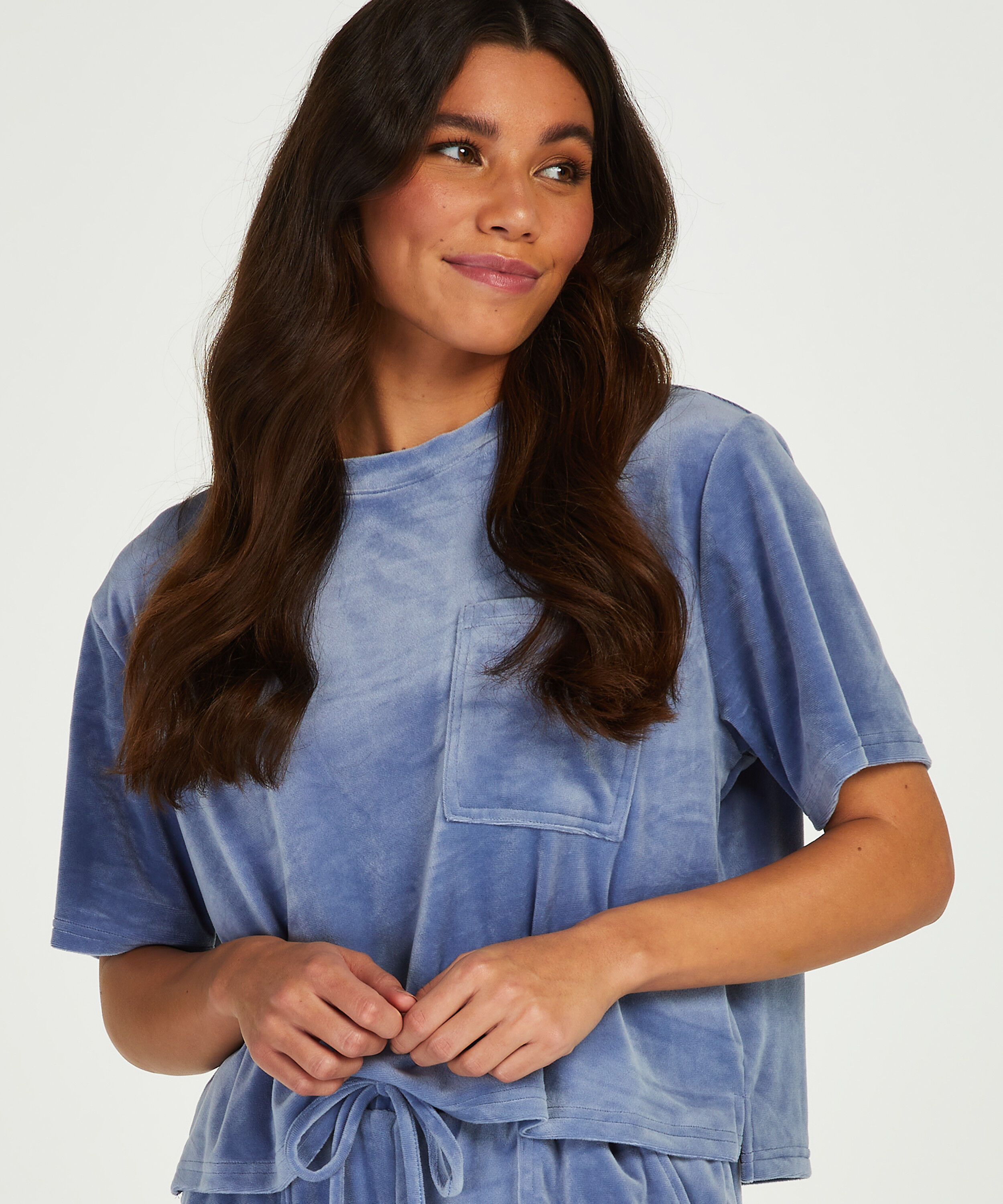 Top Velours Pocket, Bl&aring;