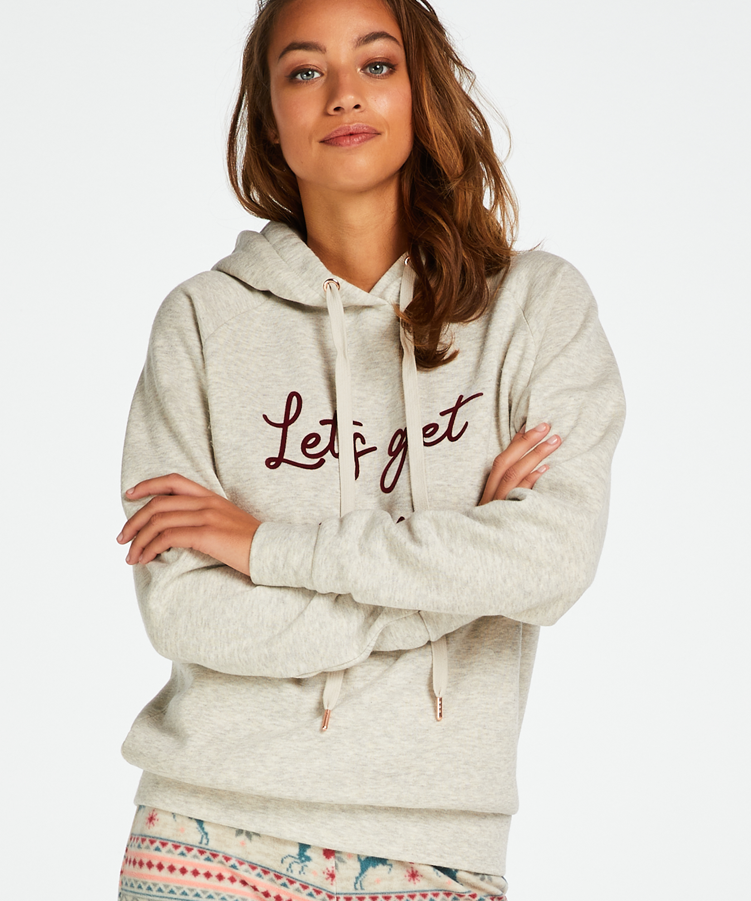 Huvtröja med lång ärm, Beige, main