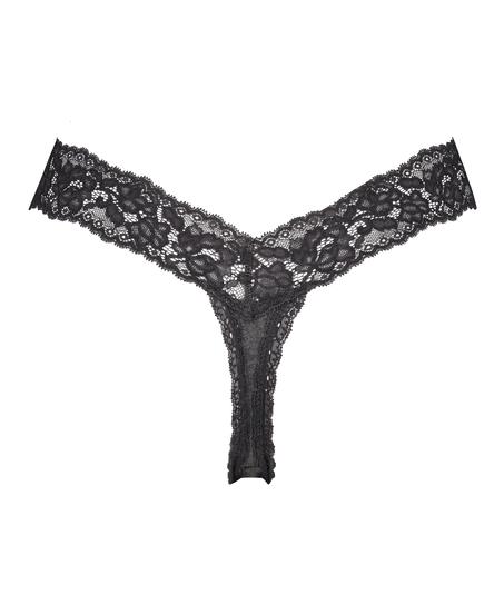 Bomull extra låg stringtrosa, Grå