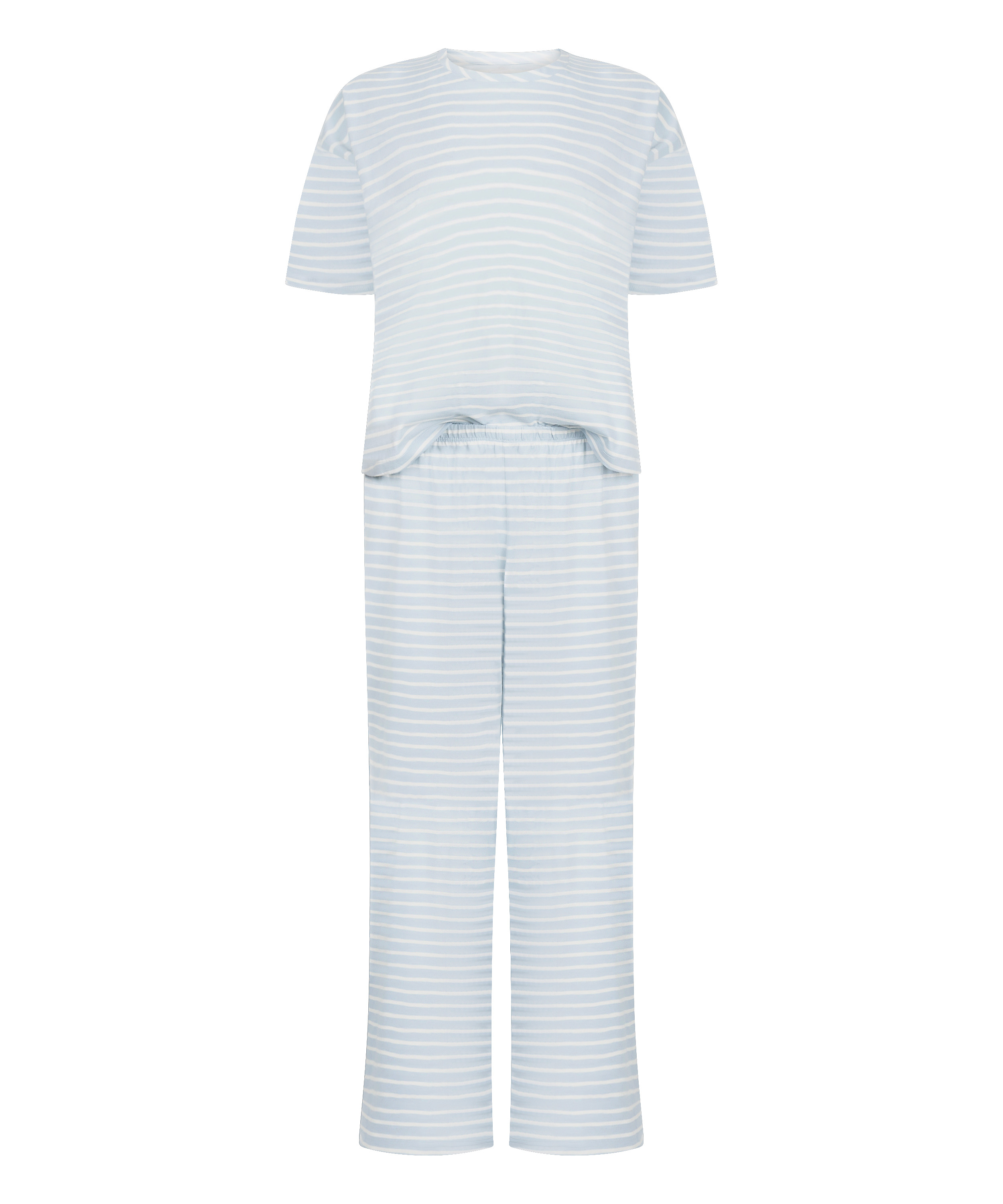 Pyjama Set Cotton Jersey Long, Bl&aring;, main