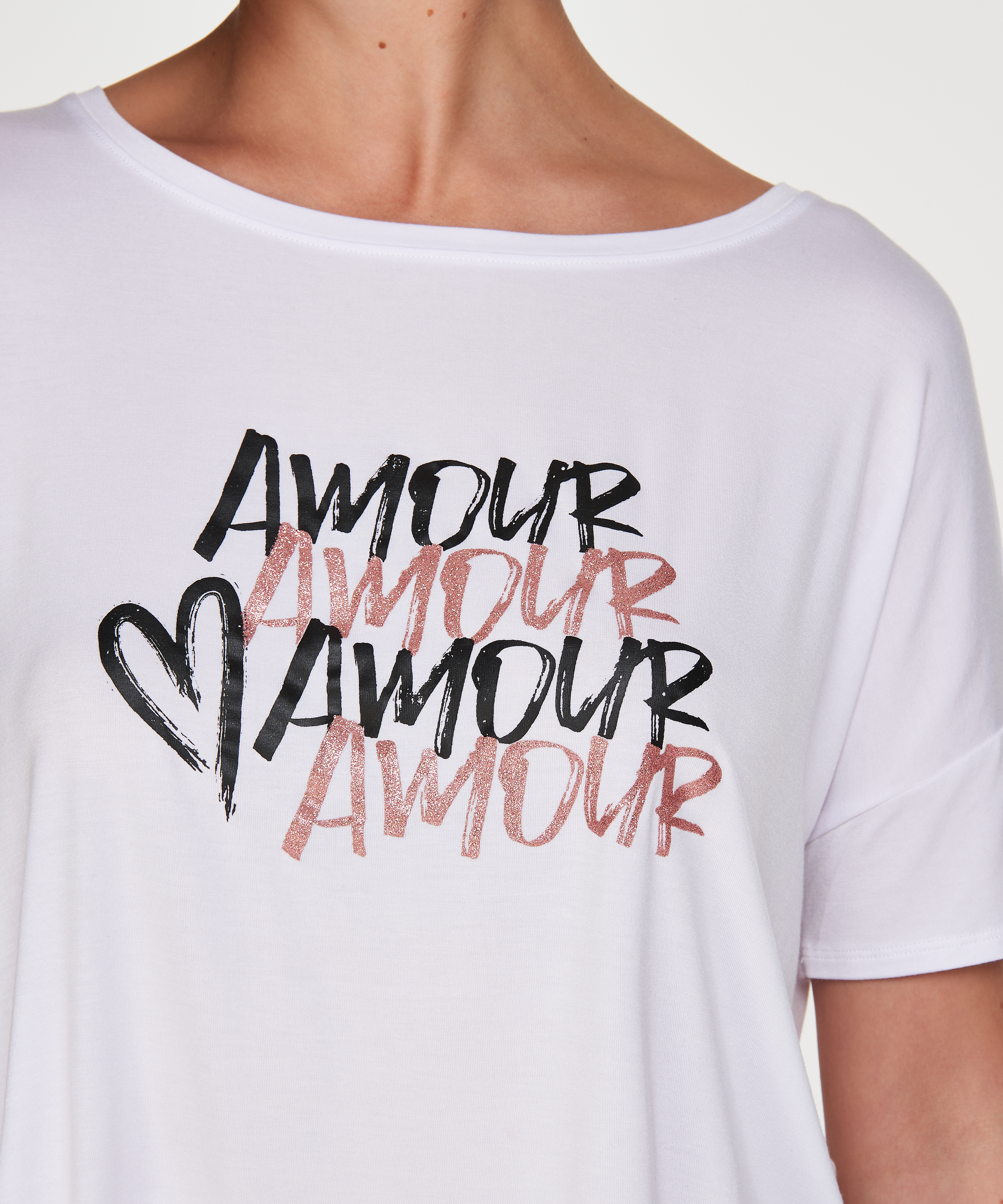 Kort pyjamas-set, Vit, main