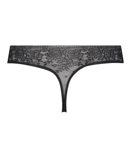 Allover Lace invisible stringtrosa, Svart