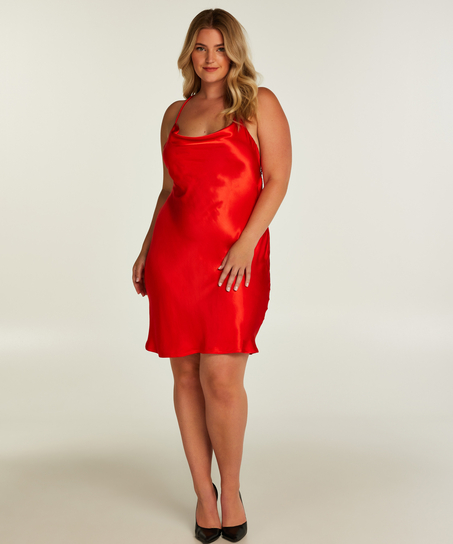 Satin miniklänning, röd