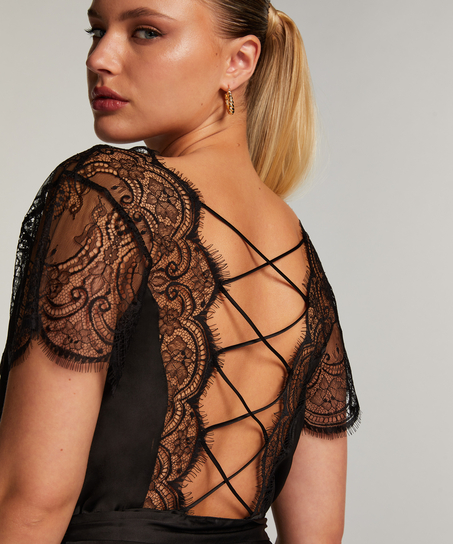 Coco satinkimono, Svart