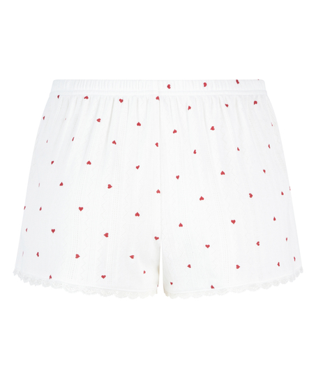 Pyjamasshorts Pointelle, Vit