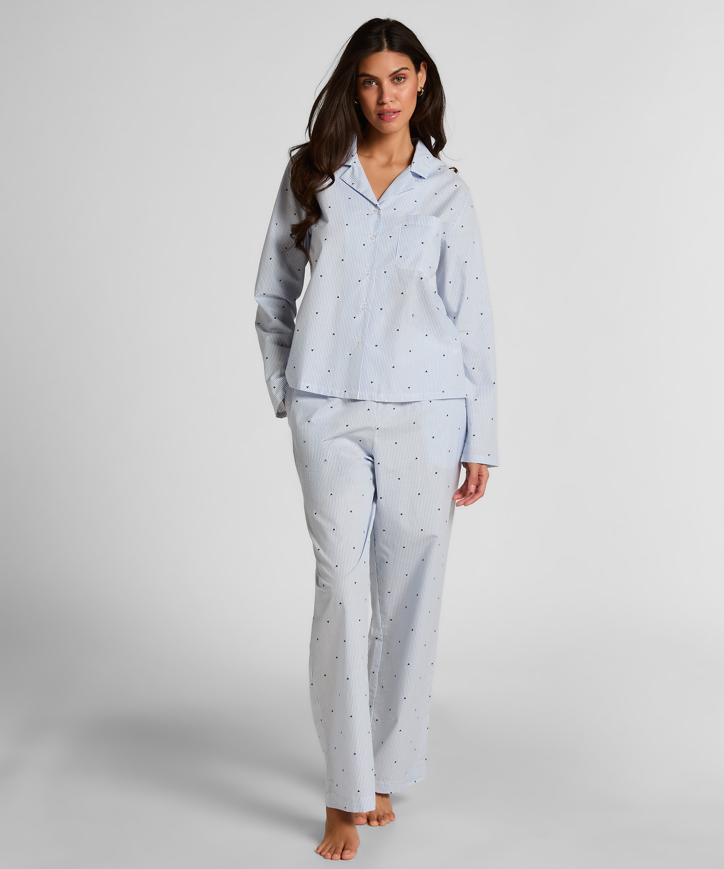 Byxa bomull randig hjärtan, Blå, main