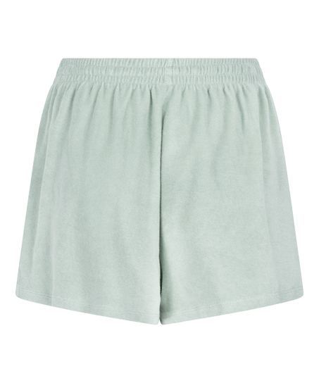 Shorts i frottétextur, Grön