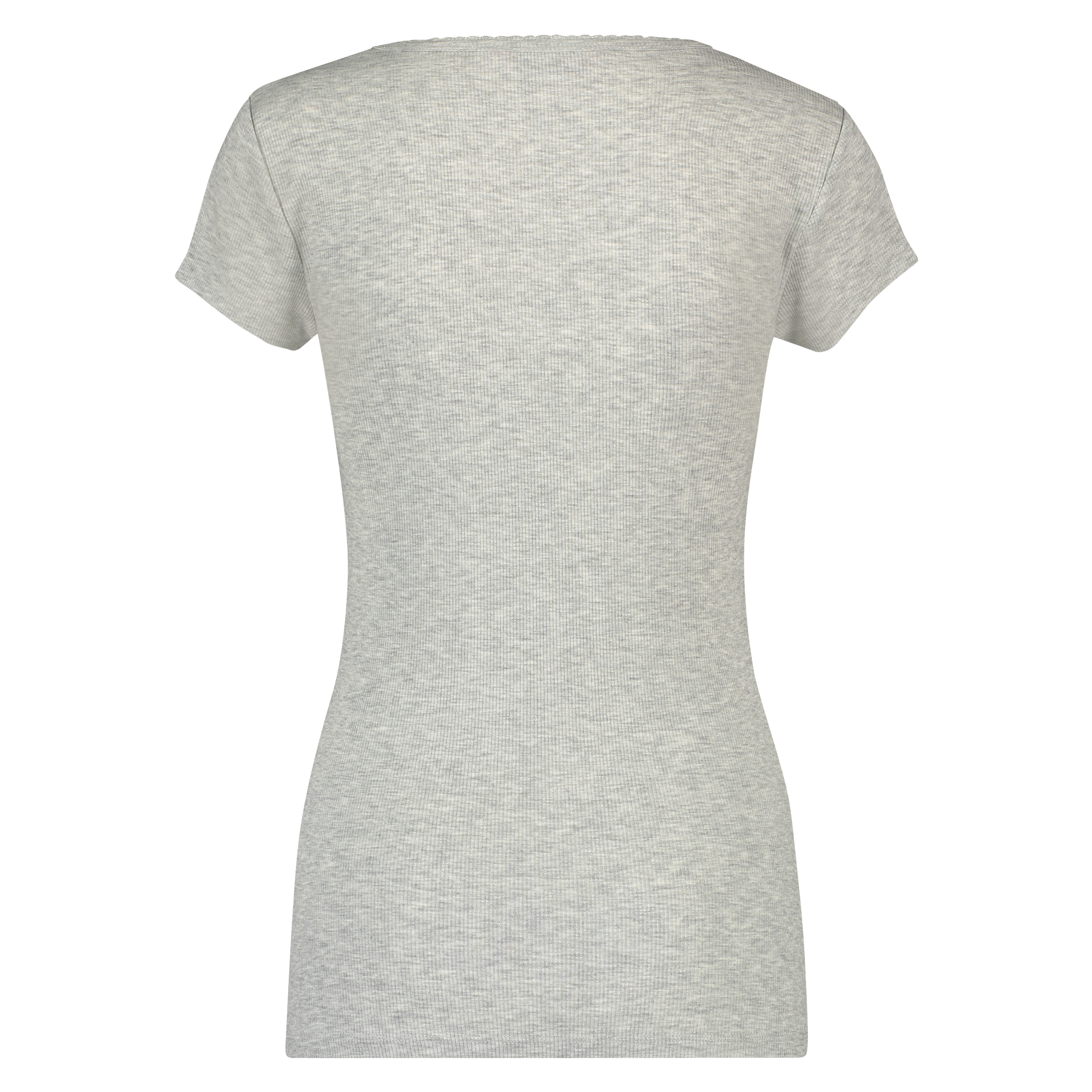 Kortärmad pyjamaströja i ribbtyg., Grå, main