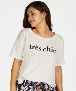 Kort&auml;rmad pyjamastopp Loose Fit, Vit