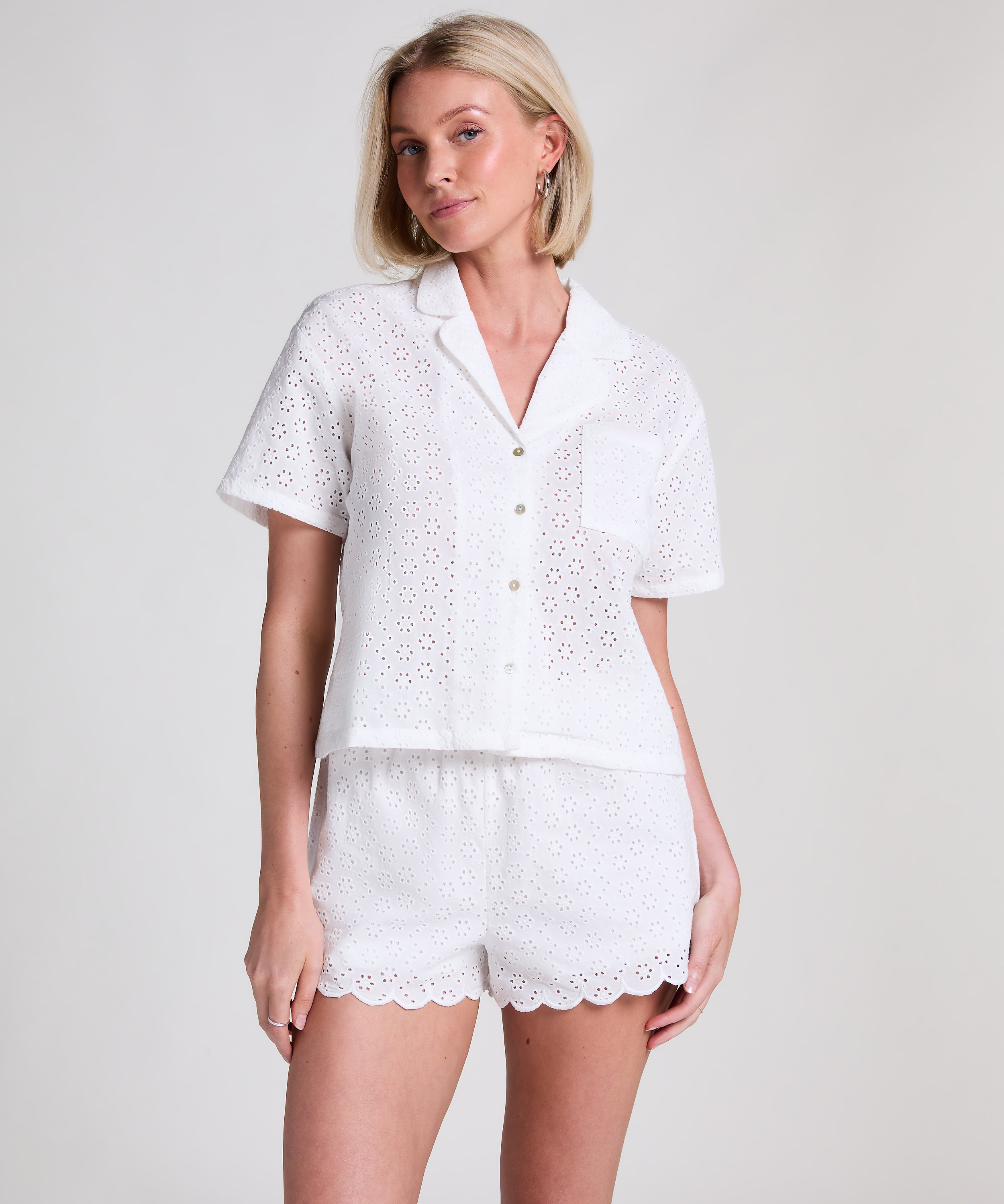 Skjorta broderie anglaise, Vit, main