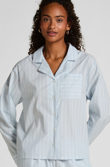 Hunkemöller Randig jacka i vävd bomull Blå