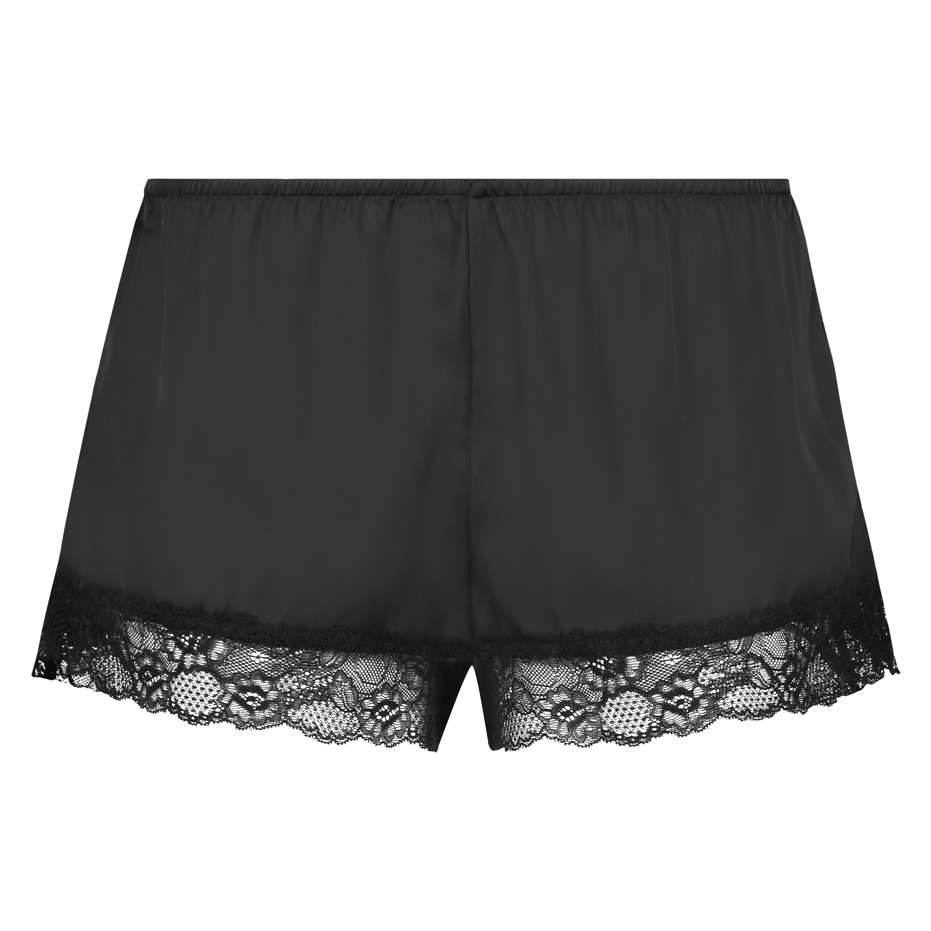 Satin pyjamasshorts, Svart, main