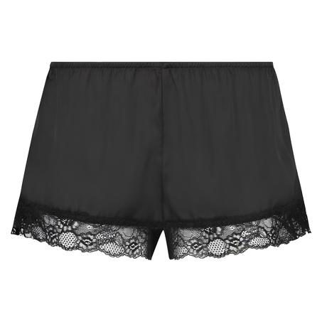 Satin pyjamasshorts, Svart