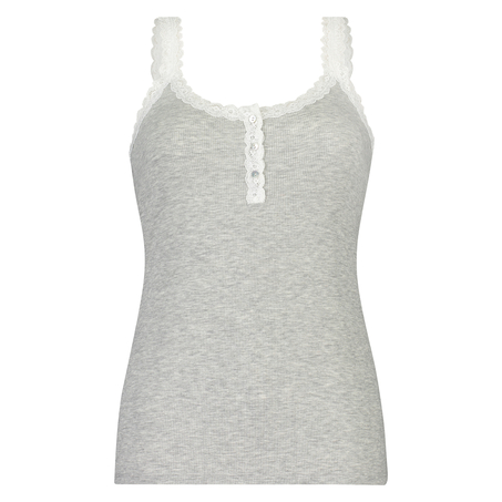 Singlet top cami rib lace, Gr&aring;