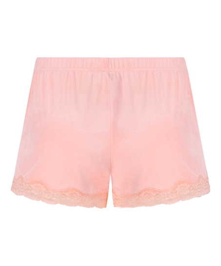 Velour- och spetsshort, Rosa