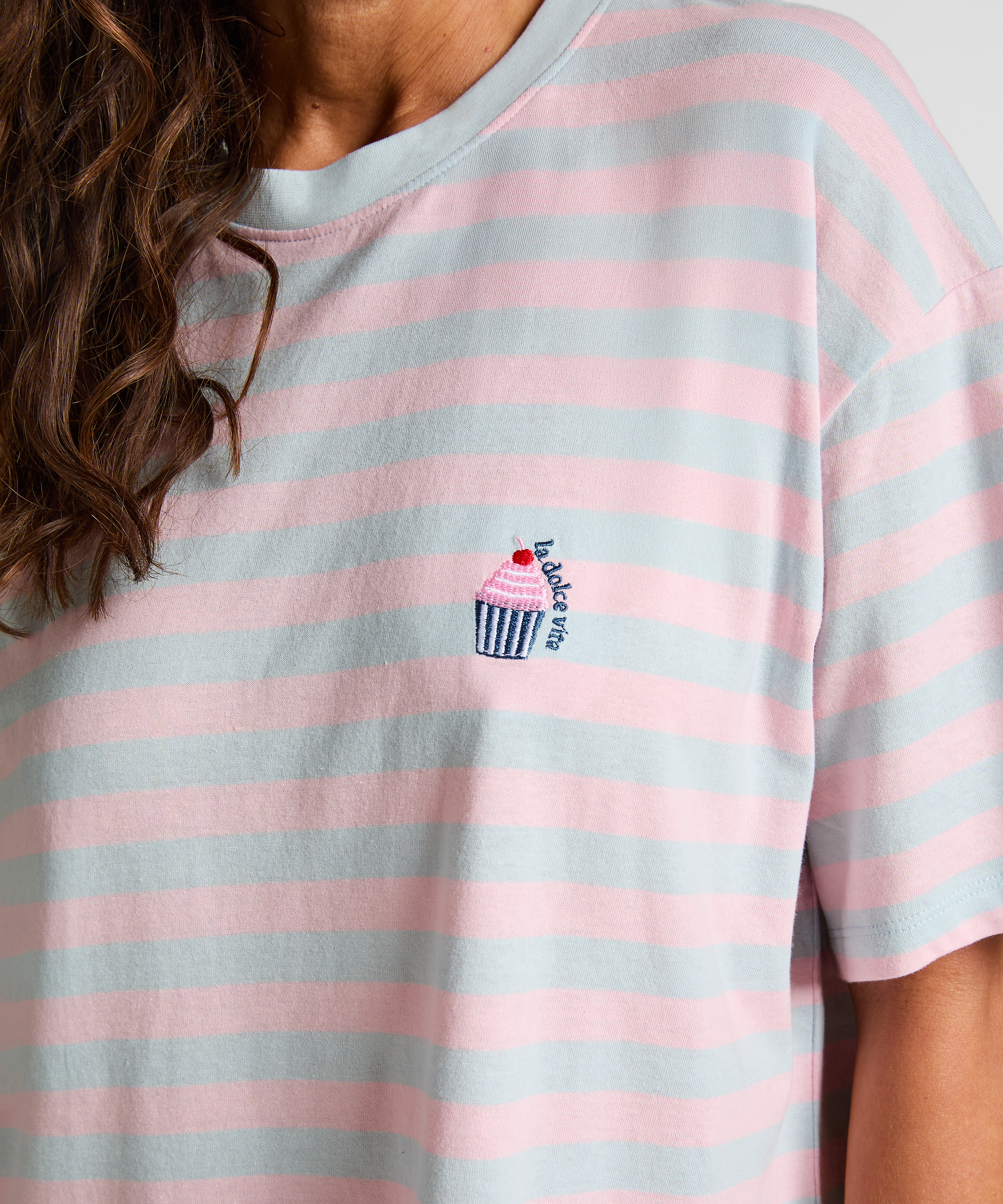 Nattskjorta med rund hals, Blå, main