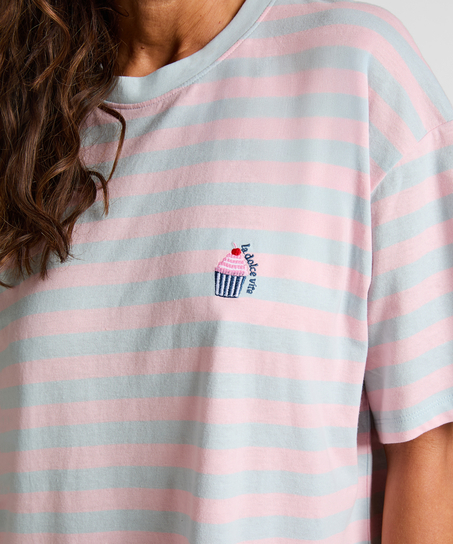 Nattskjorta med rund hals, Blå