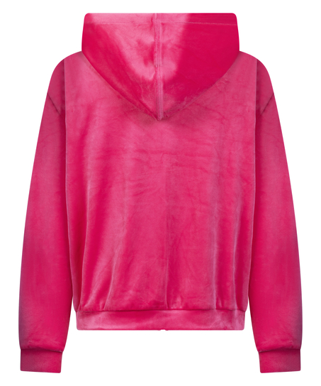 Hoodiejacka i velour, Rosa
