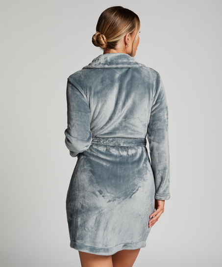 Badrock i fleece med dragkedja, Blå