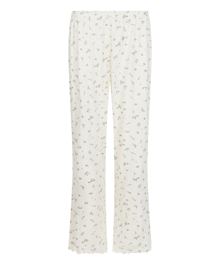 Pyjama Pant Loose Pointelle, Vit