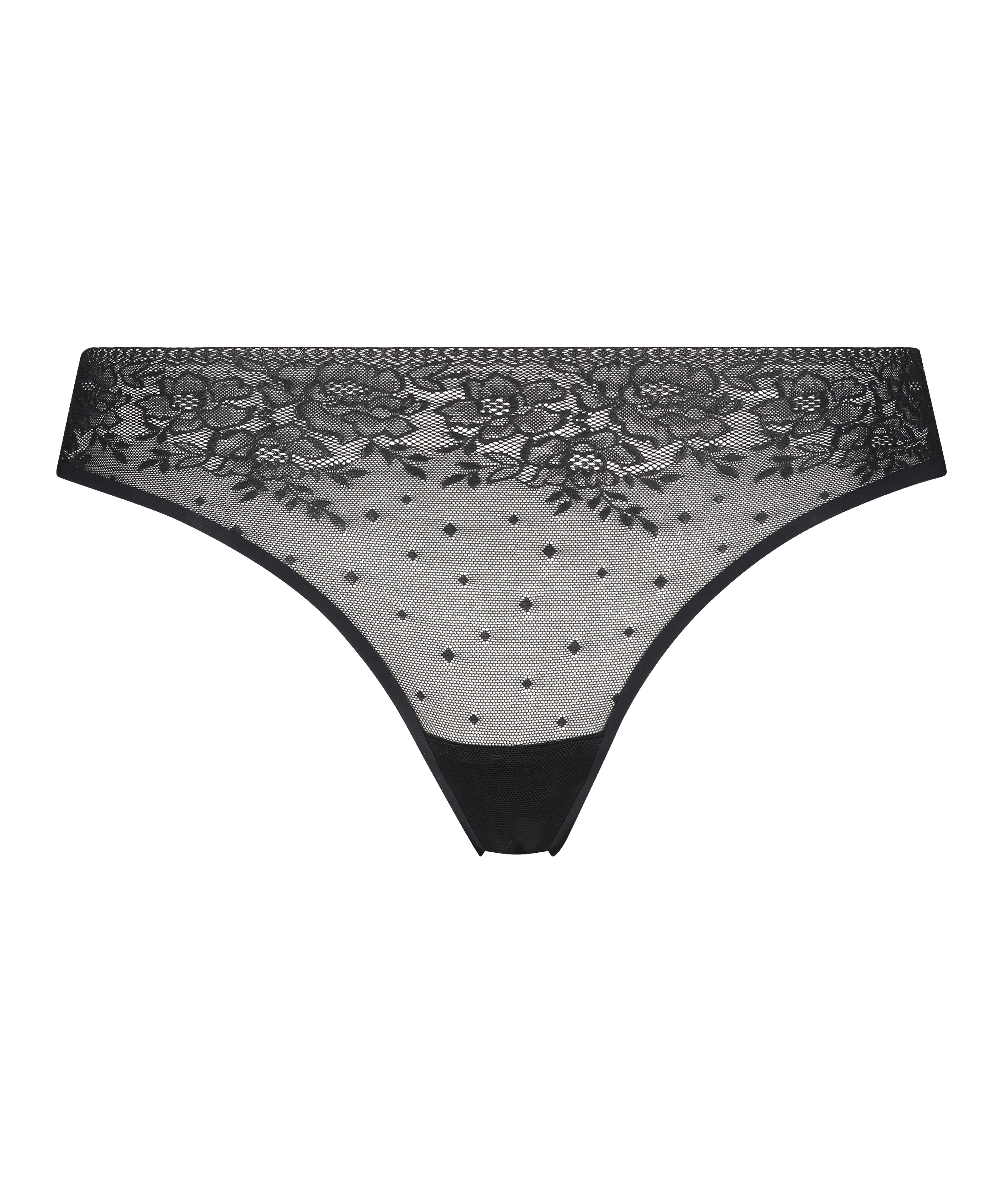 Allover Lace invisible stringtrosa, Svart, main