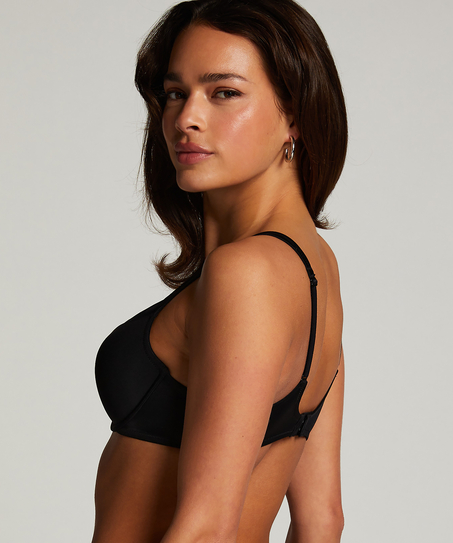 Formpressad bygel-bh Satin Fleece, Svart