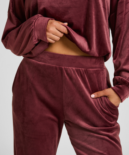 Pyjamasbyxor i velour, Röd