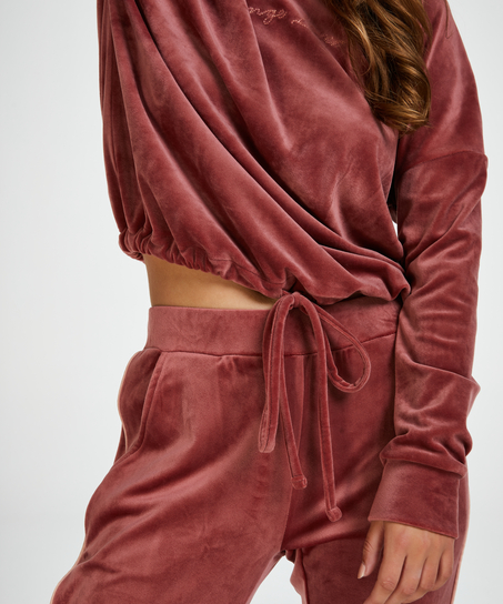 Joggingbyxa i velour, Rosa