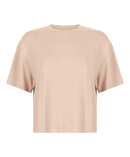 Pyjamastopp i uppruggad jersey, Beige