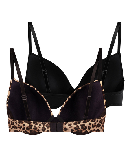 Formpressad bygel-bh, 2-pack, Svart