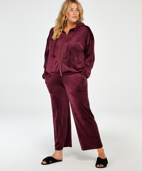 Pyjamasbyxor i velour, r&ouml;d
