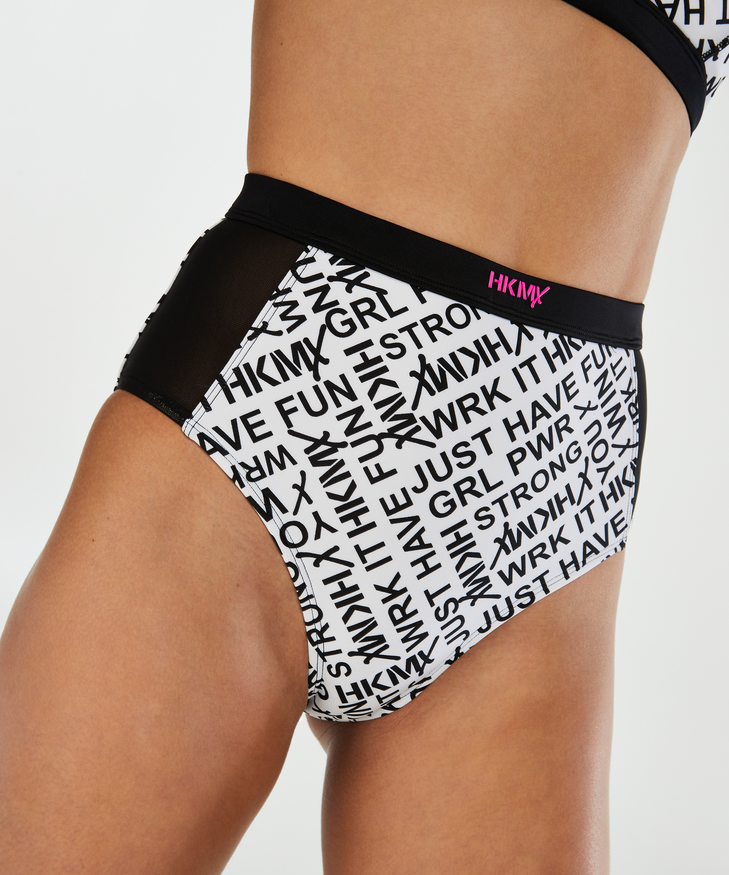 Haze dj&auml;rvt skuren bikiniunderdel med h&ouml;g midja, Vit, main