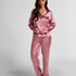 Pyjamasset i glansig satin, Rosa
